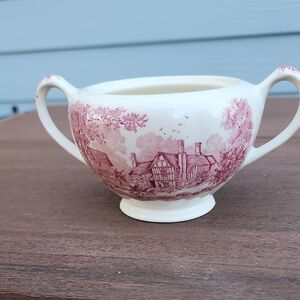 Red and White sugar bowl